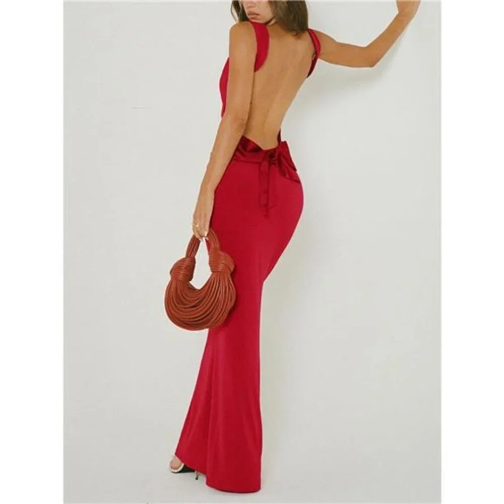 Backless Wide Strap Maxi Dress - Picture 5 of 16